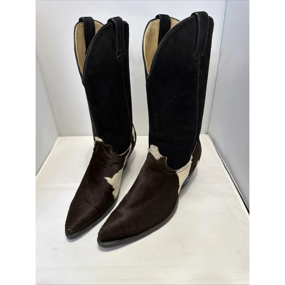 Code West By Dan Post Vintage Hair On Hide Cowboy Boots Womens 10 D Beautiful